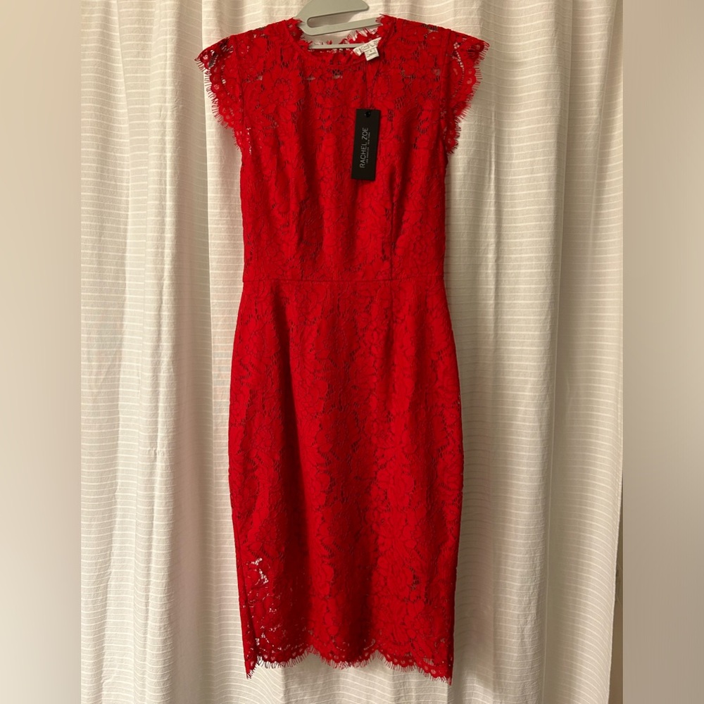 Rachel Zoe red lace overlay dress